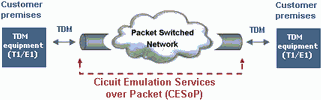 Figure 1. Circuit emulation service across a packet-switched network